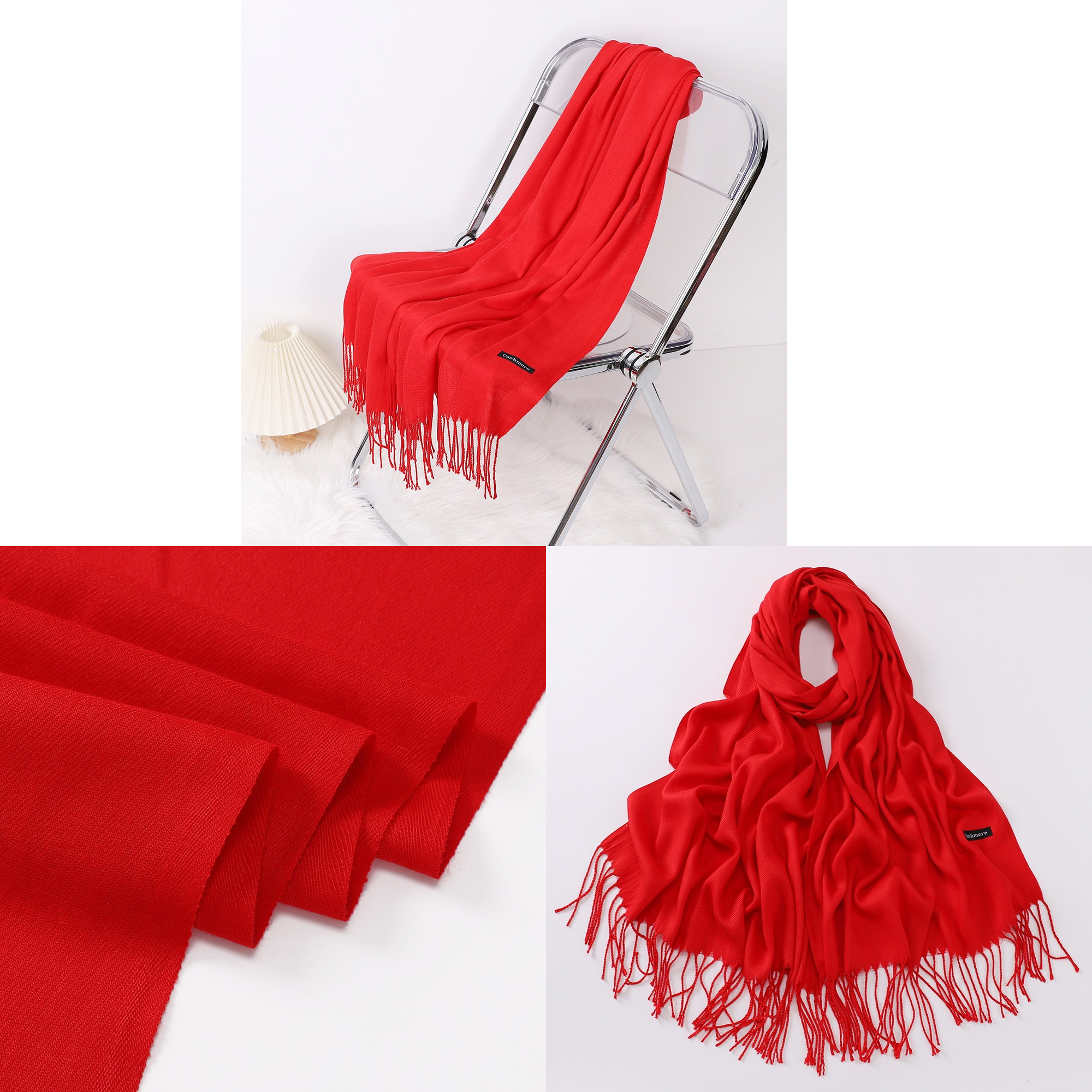 Winter Pashmina Scarf Long Wrap Shawl With Fringes 3