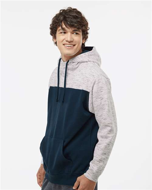 Men's Mélange Fleece Colorblocked Hooded Sweatshirt - 8676, custom hoodie or sweatshirt with logo imprint 16