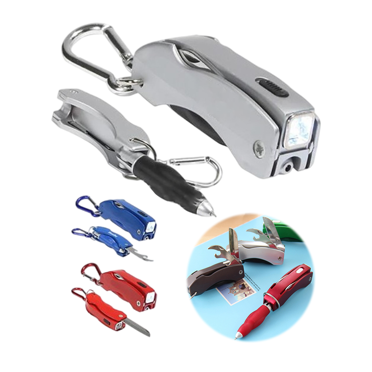Portable Pen With Led Light Carabiner And Bottle Opener 3