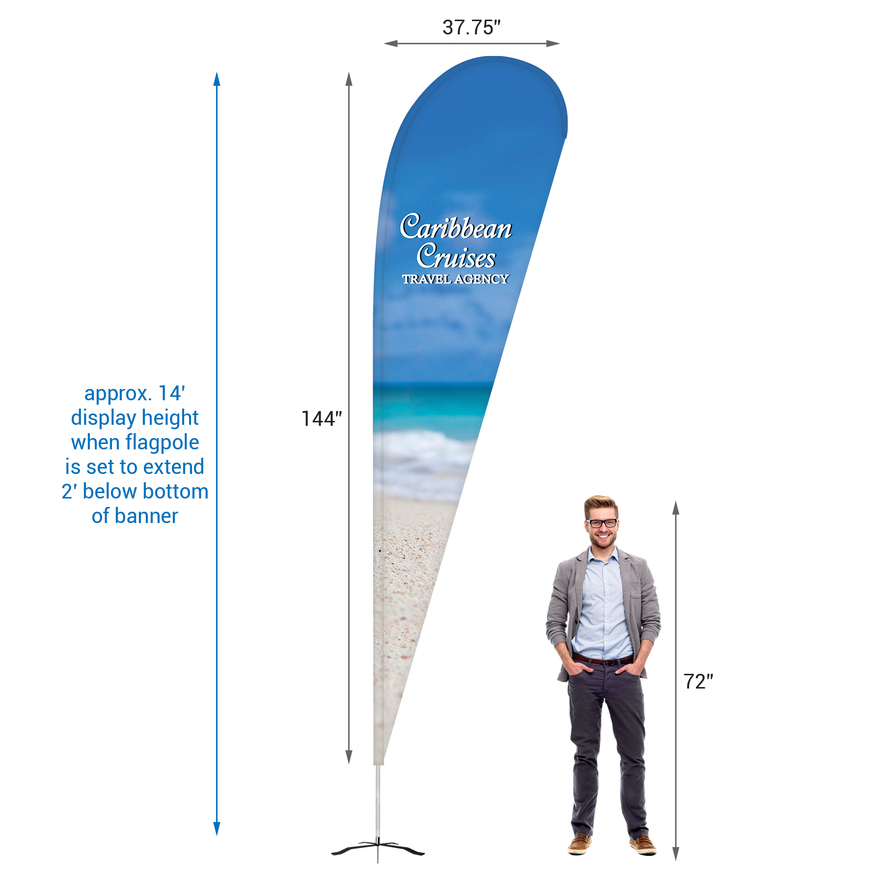 12' Double Sided Teardrop Banner w/ Premium Hardware & Cross Base 7