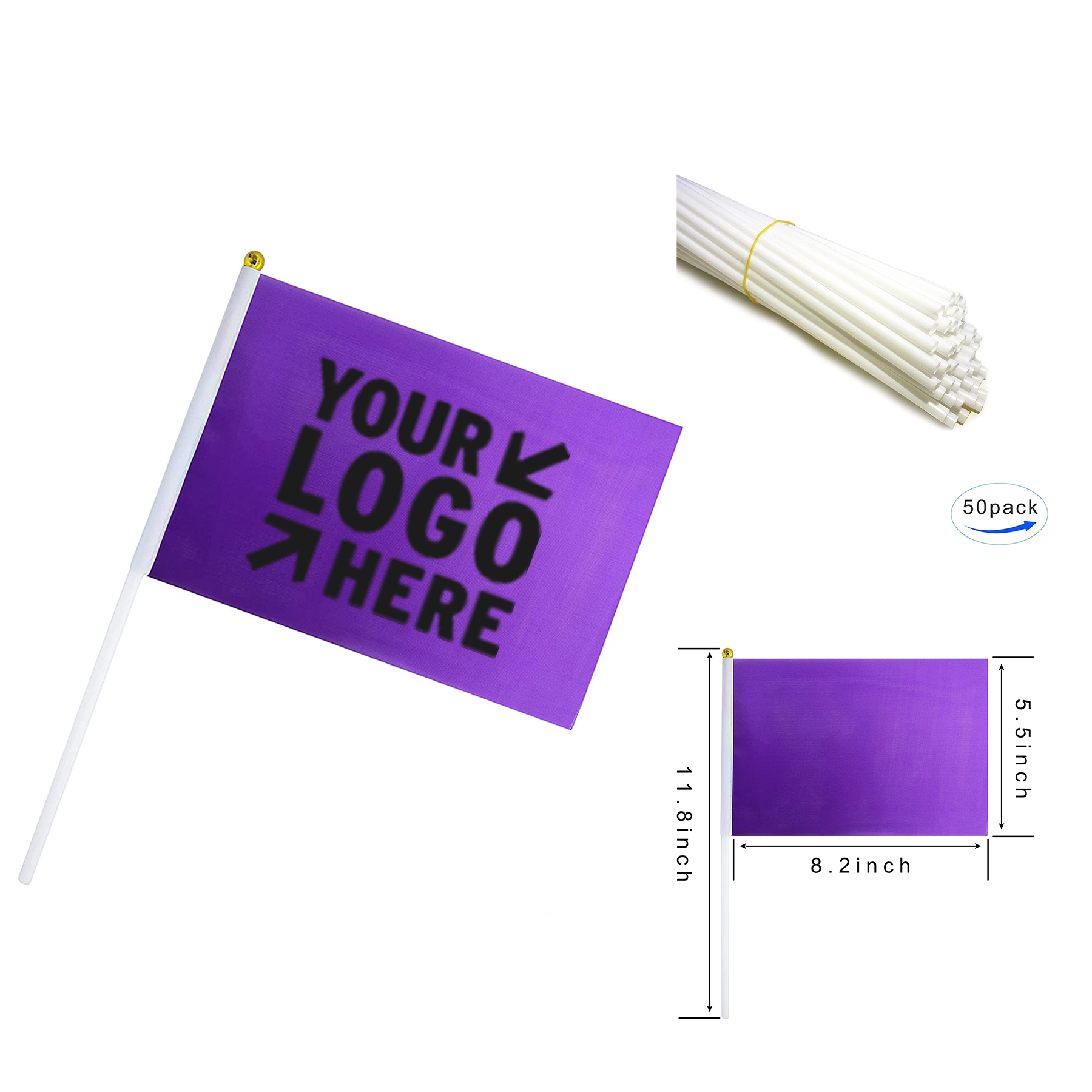 Solid Purple Flag Small Mini Plain Purple Diy Flag On Stick
