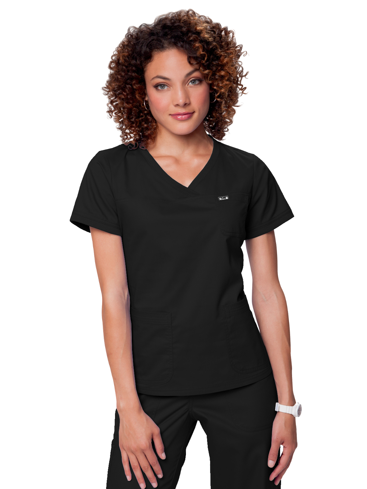 koi - Classics - Women's Three-Pocket Soft Rib Trim V-Neck Nicole Top