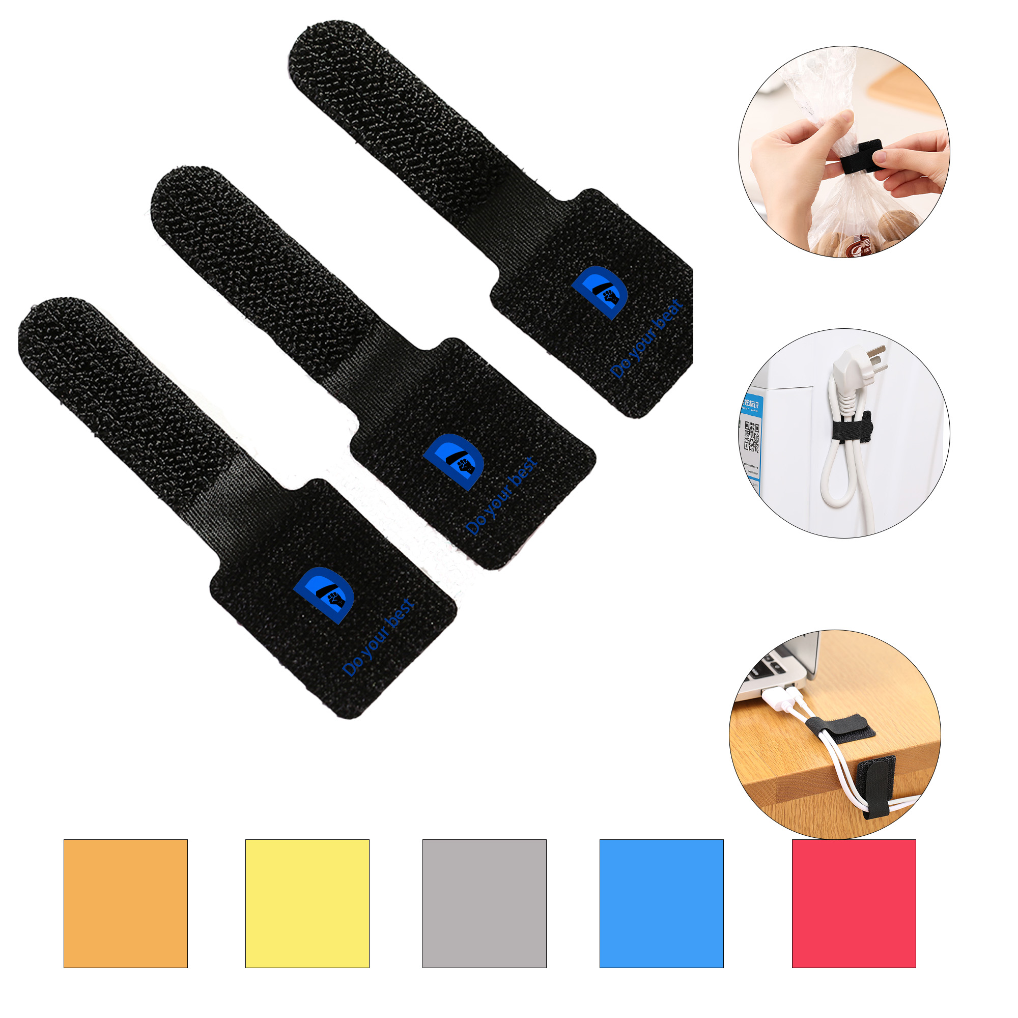 Blended Adhesive hook and loop Cable Ties 2