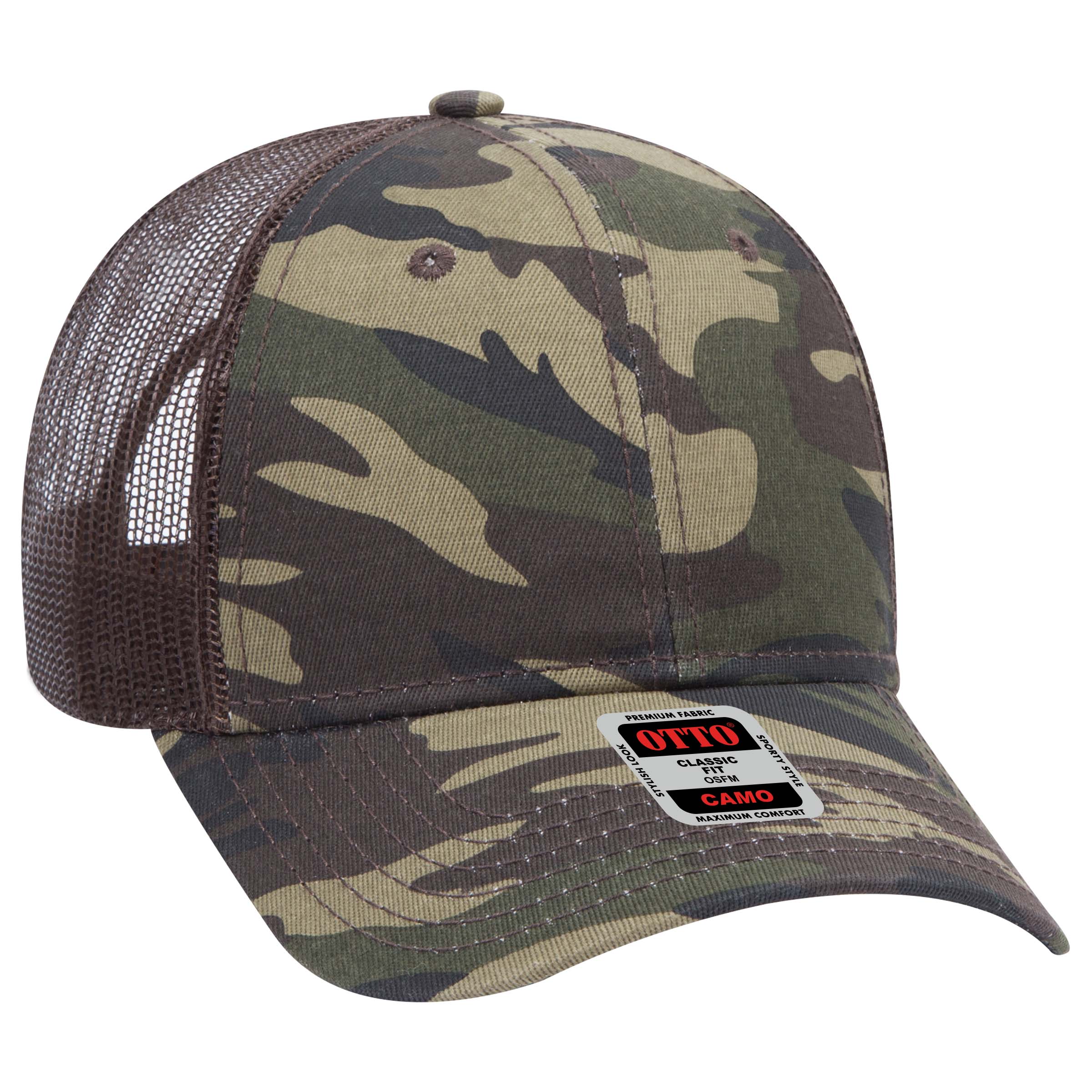 OTTO CAP® Camouflage 6 Panel Low Profile Mesh Back Trucker Hat 9
