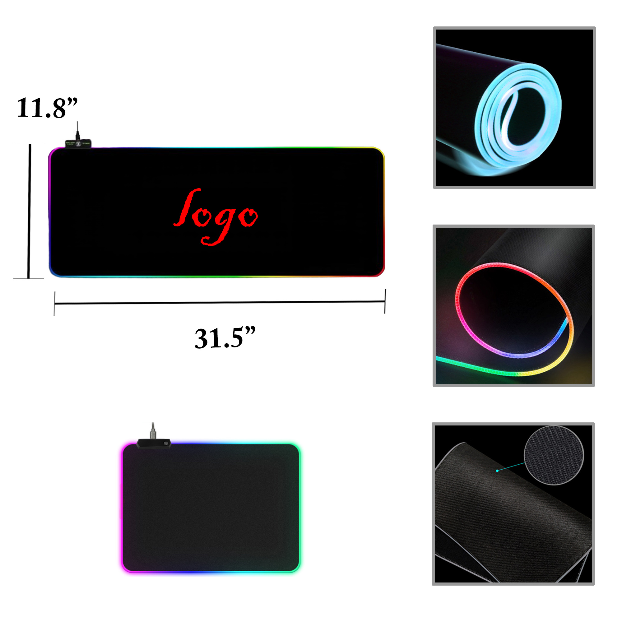 MOQ10 3mm Thick RGB LED Gaming Mouse Pad 1
