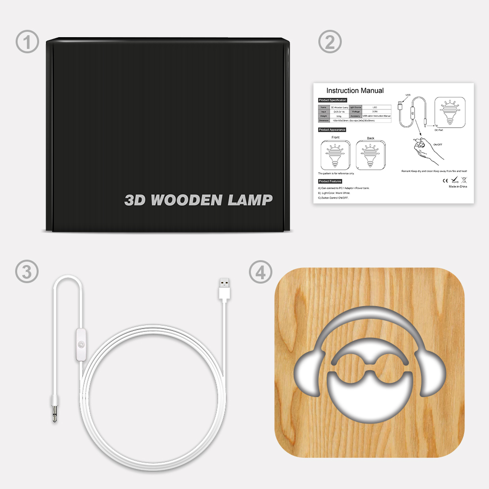 Fully Customizable Wooden Warm Light LED 5