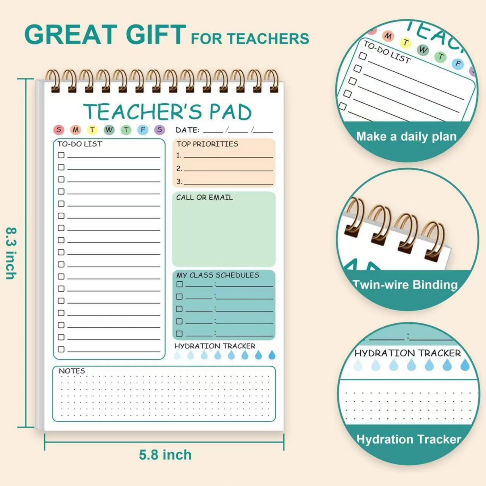 50 Sheets Teacher To Do List Notepad 4