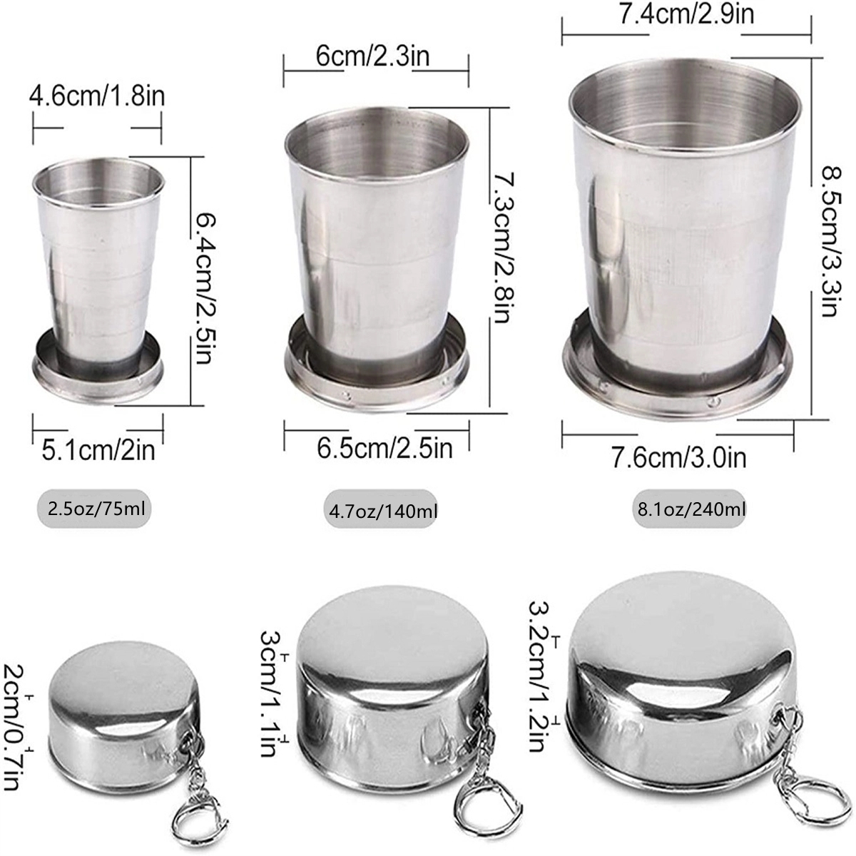 Collapsible Travel Cups Stainless Steel Folding Camping Cup 4