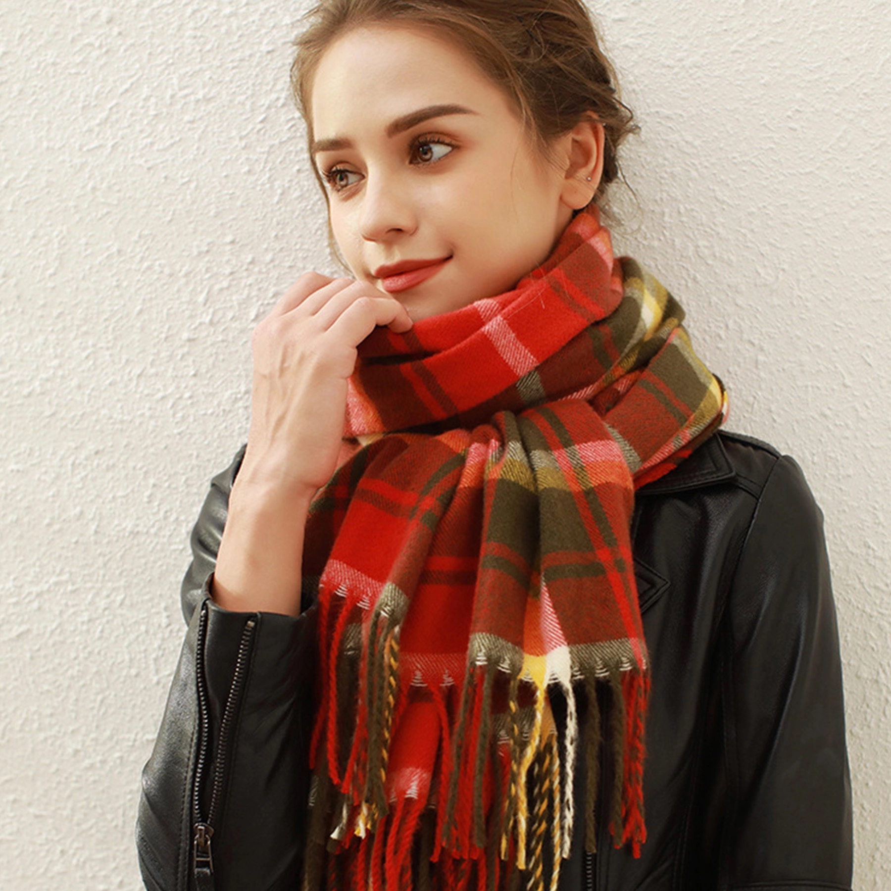 Fringed Plaid Scarf 4