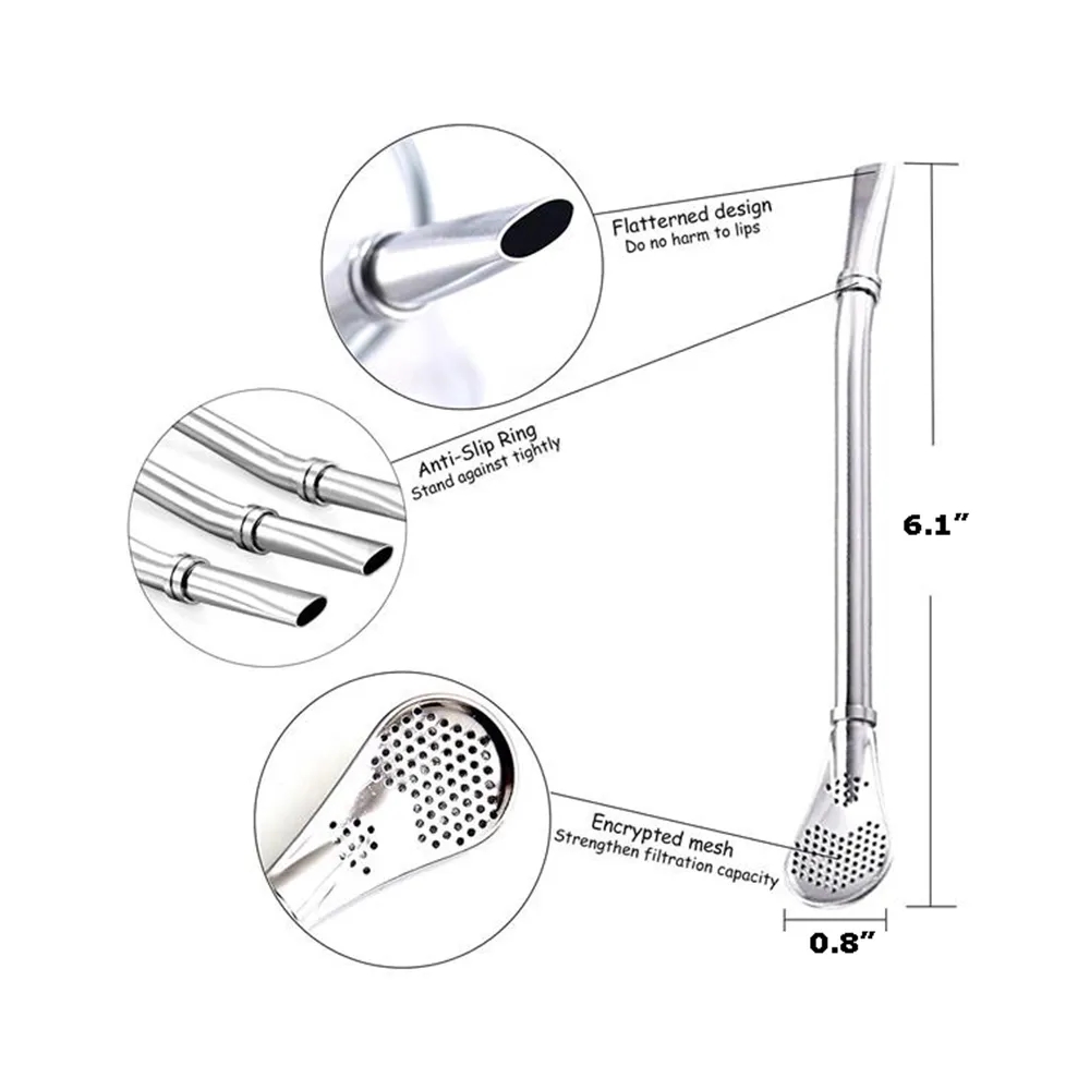 Yerba Mate Bombillas Spoon Drinking Filter Straws 4