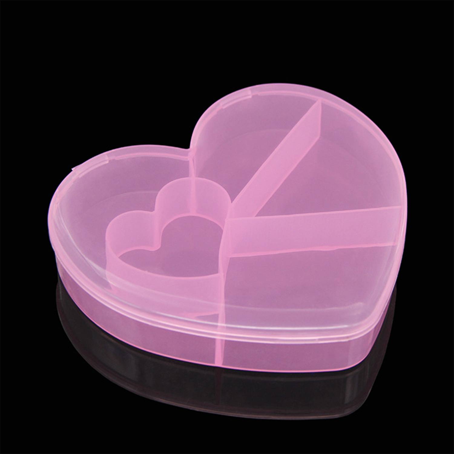 5 Compartments Clear Plastic Heart Shaped Organizer 4