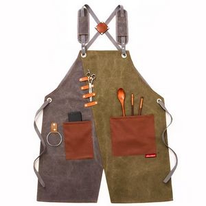 Canvas Adjustable Work Apron with Large Pockets 11