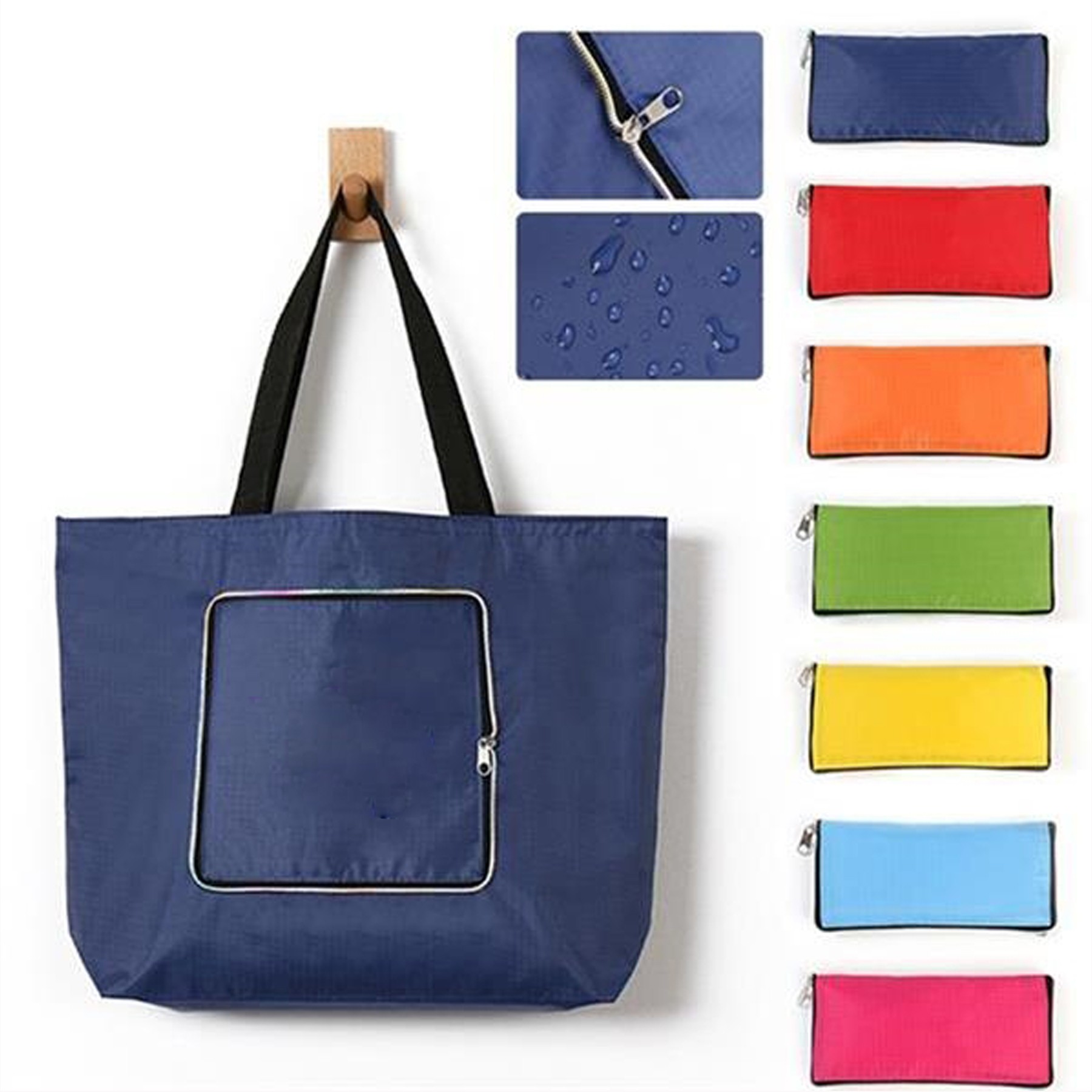 Foldable Zipper Tote Bag, custom tote bag with logo imprint 2