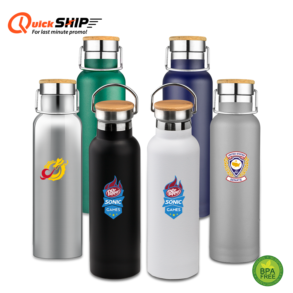 Smith 20oz Stainless Steel Bamboo Cap Water Bottle, custom water bottle with logo imprint 34