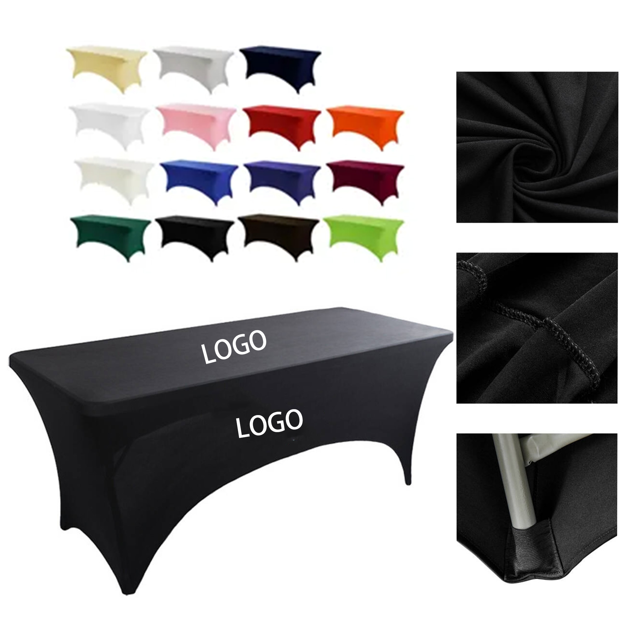 6FT Customizable Polyester Tablecloth Stretch 2
