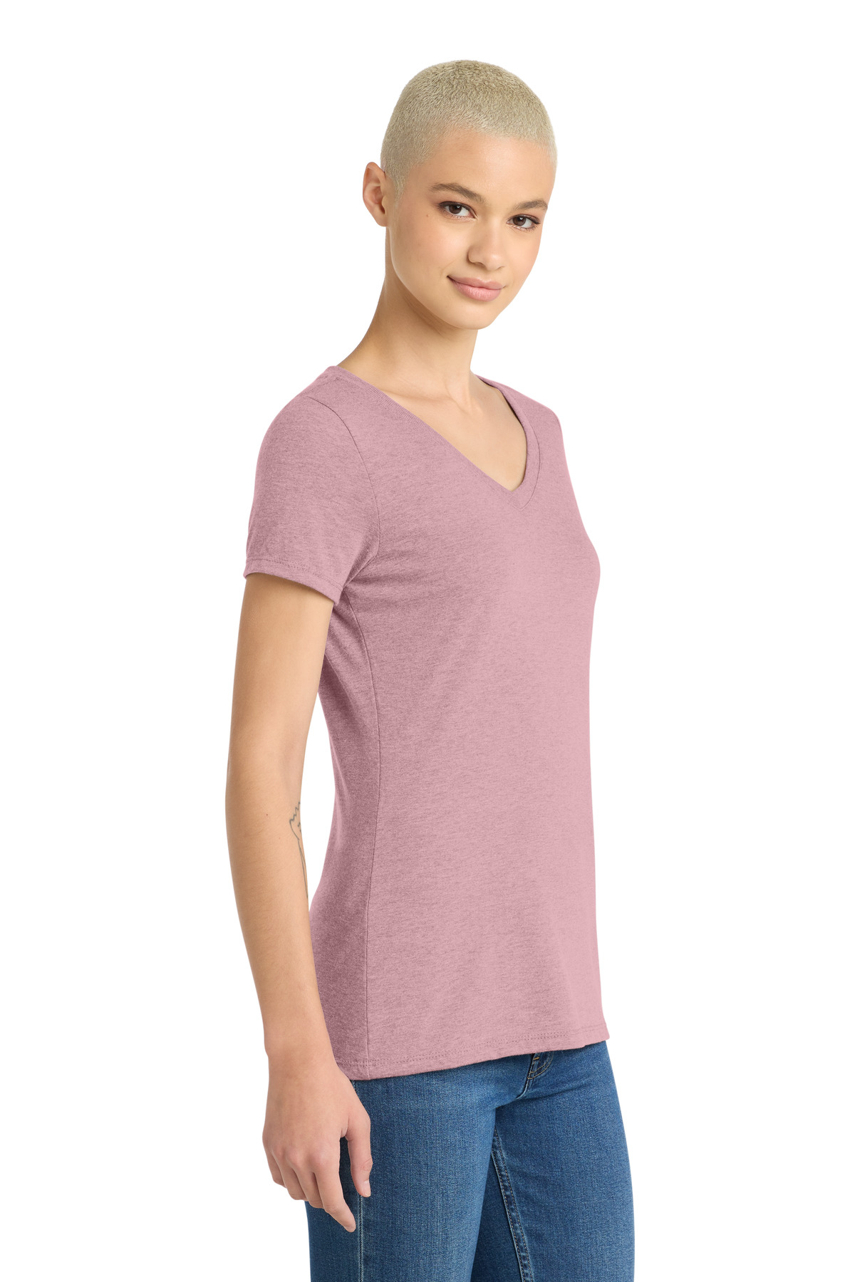District Women's Perfect Tri V-Neck Tee. DM1350L 45