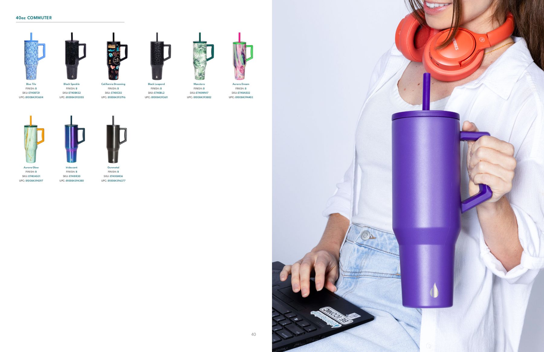 Elemental® Commuter 40oz Stainless Steel Tumbler with Handle and Straw 30