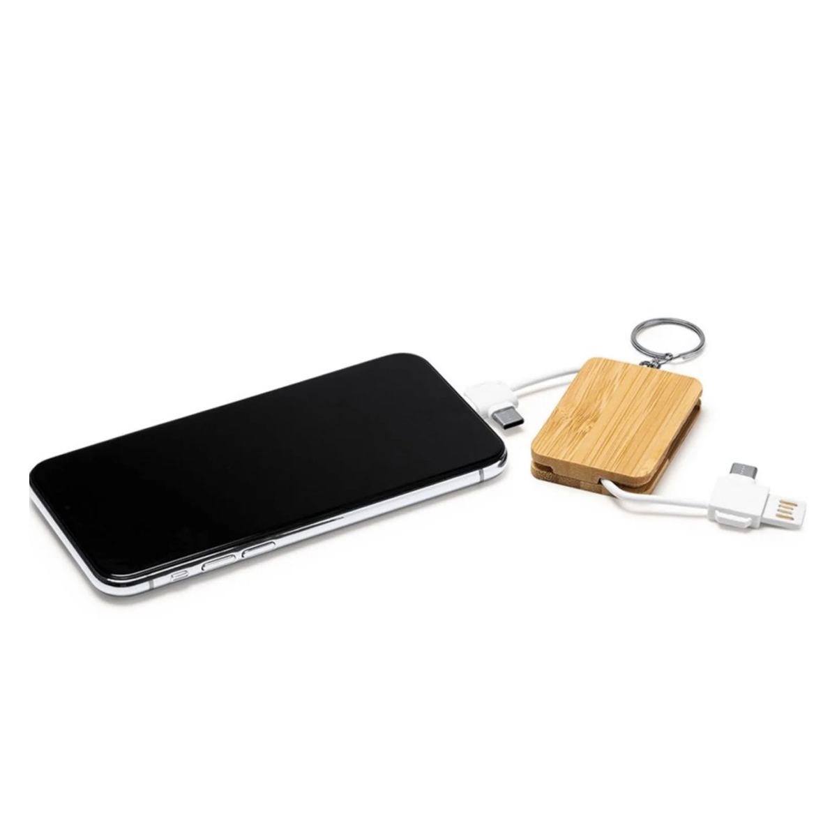 Bamboo Multi Charging Cable Set with Keychain 4