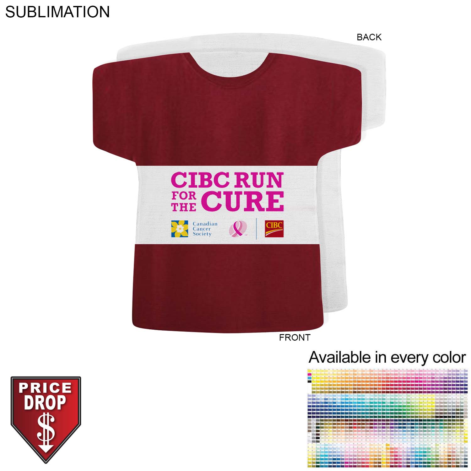 Sponsorship Shirt Shape Microfiber Dri-Lite Terry Keepsake Towel, 18x17, Sublimated Front Side 3