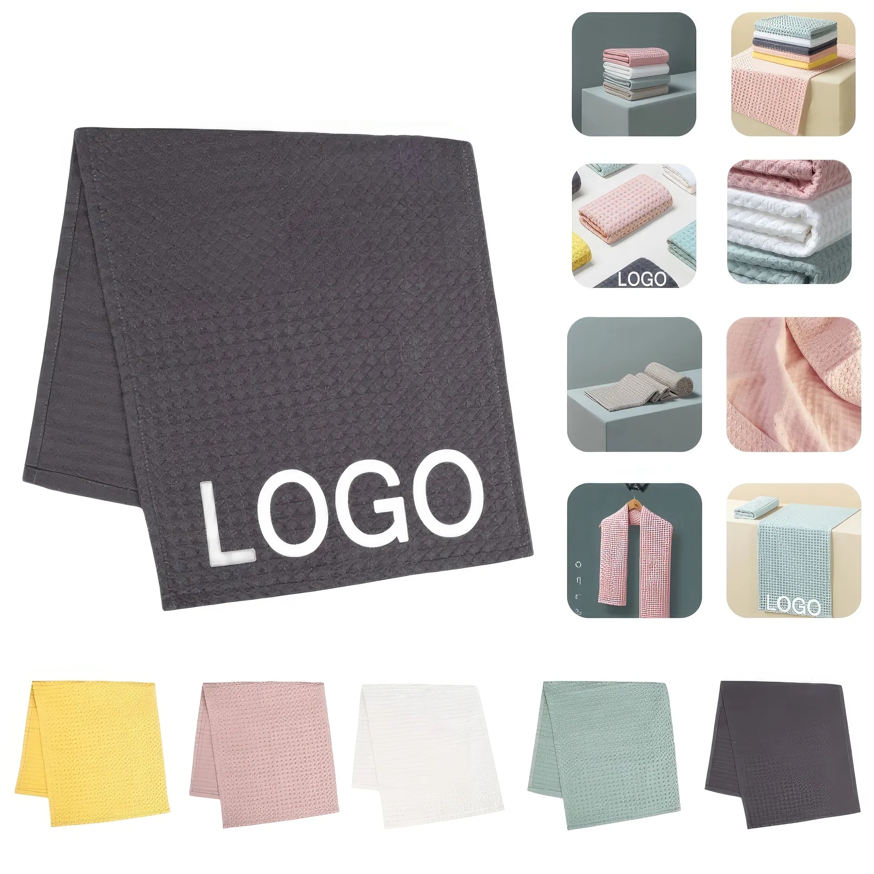 Gift 100% Cotton Waffle Weave Soft Hand & Face Towel 2