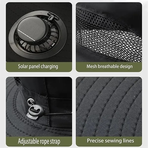 Wide Brim Solar Fan Hat with Sun Protection Cooling Hat 2
