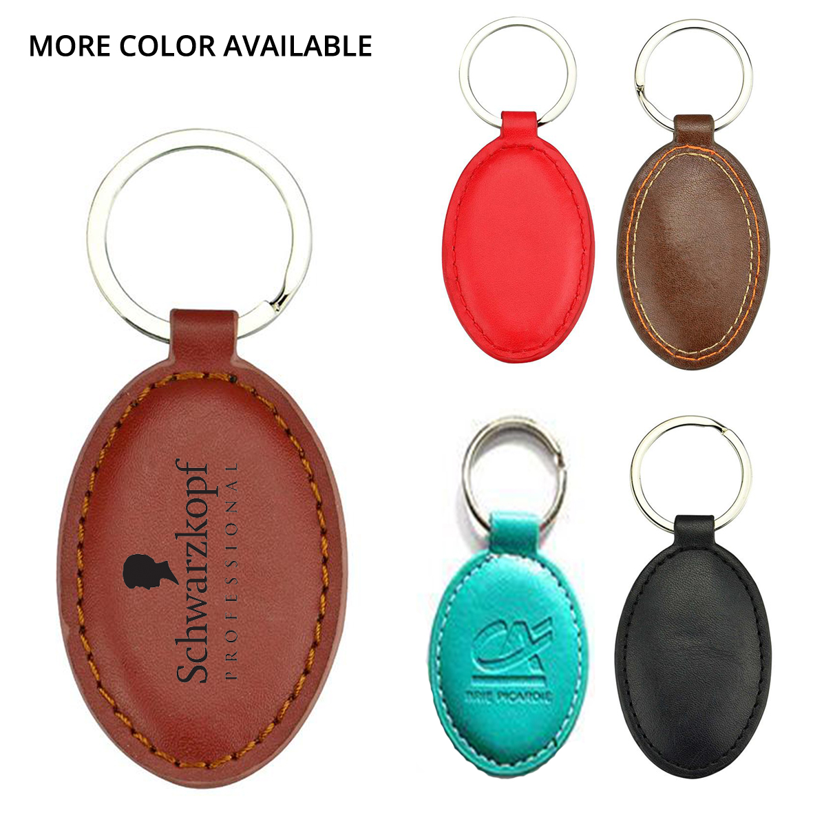 Stitched Leatherette Oval Key Tag 8