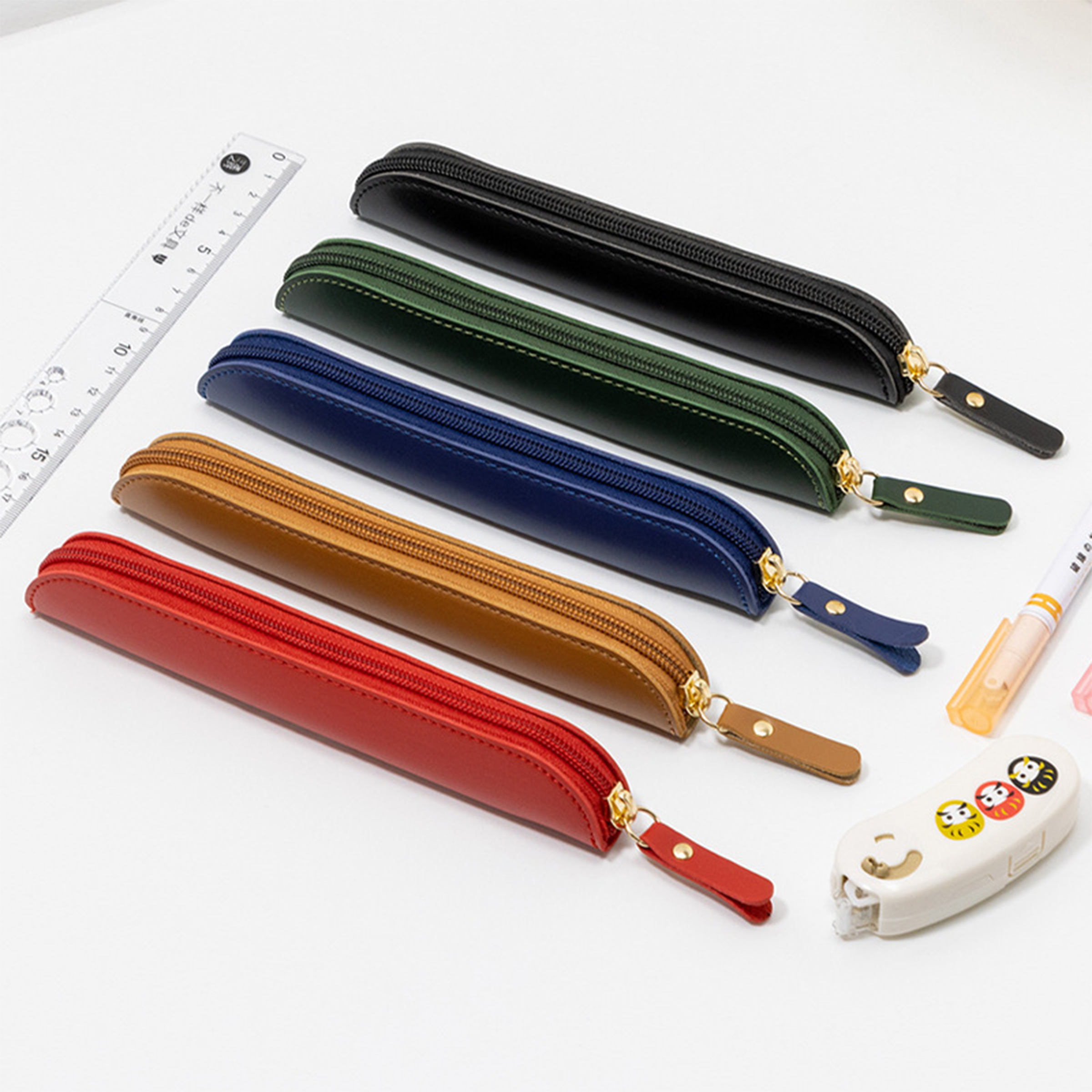 Stylish PU Leather Pencil Case with Zipper 4