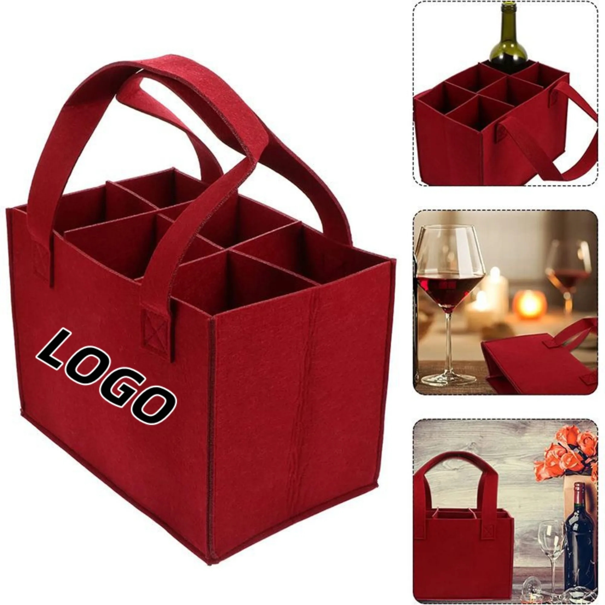 Anti-Collision Eco-Friendly Portable Divider Felt Wine Tote 1
