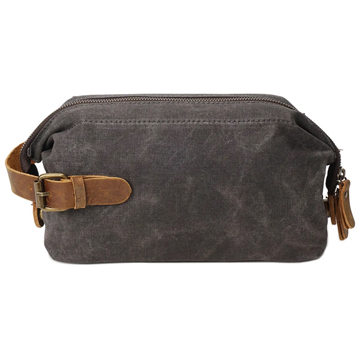 Waxed Canvas Travel Toiletry Kit Bag With Hand 3
