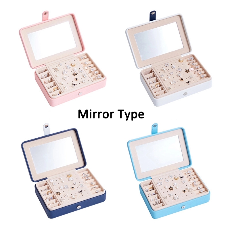 Portable Travel Jewelry Organizer Box with Mirror / Hook 2