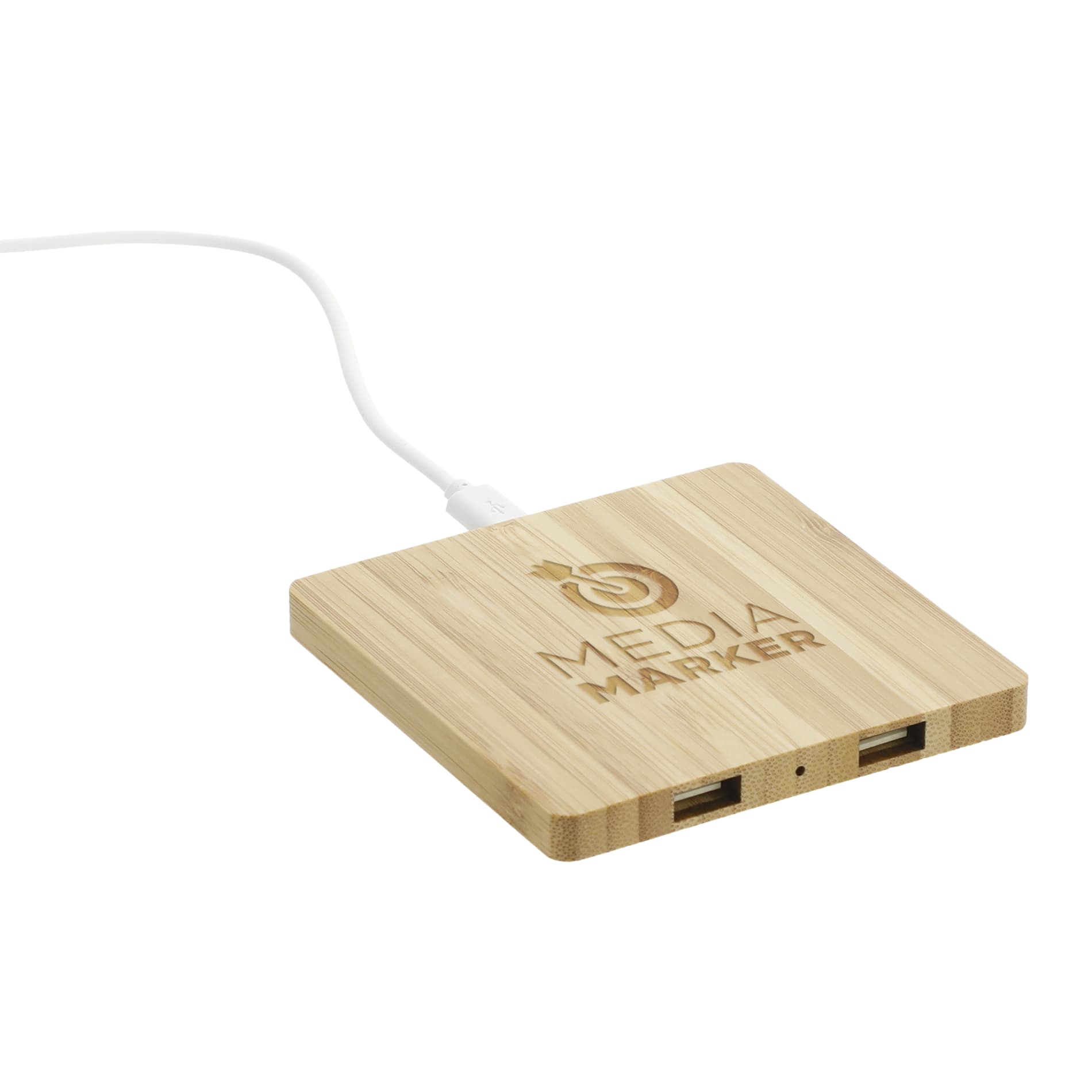 FSC® 100% Bamboo Wireless Charge Pad w/Dual Output 97