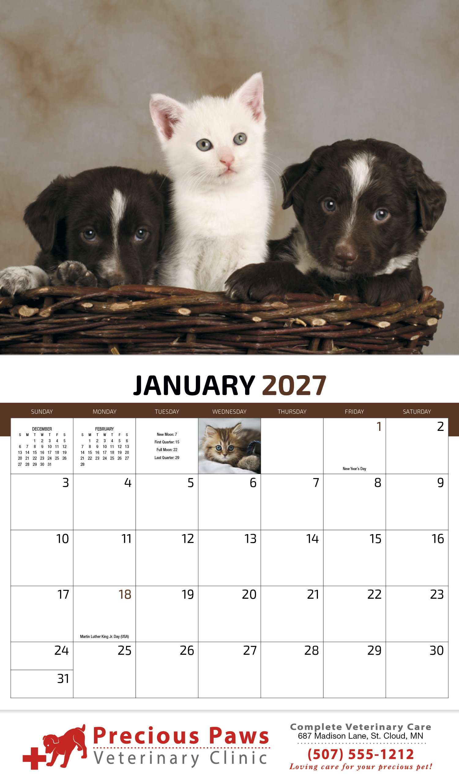 HotLine® Products Four Paws Appointment Calendar - Stapled 51