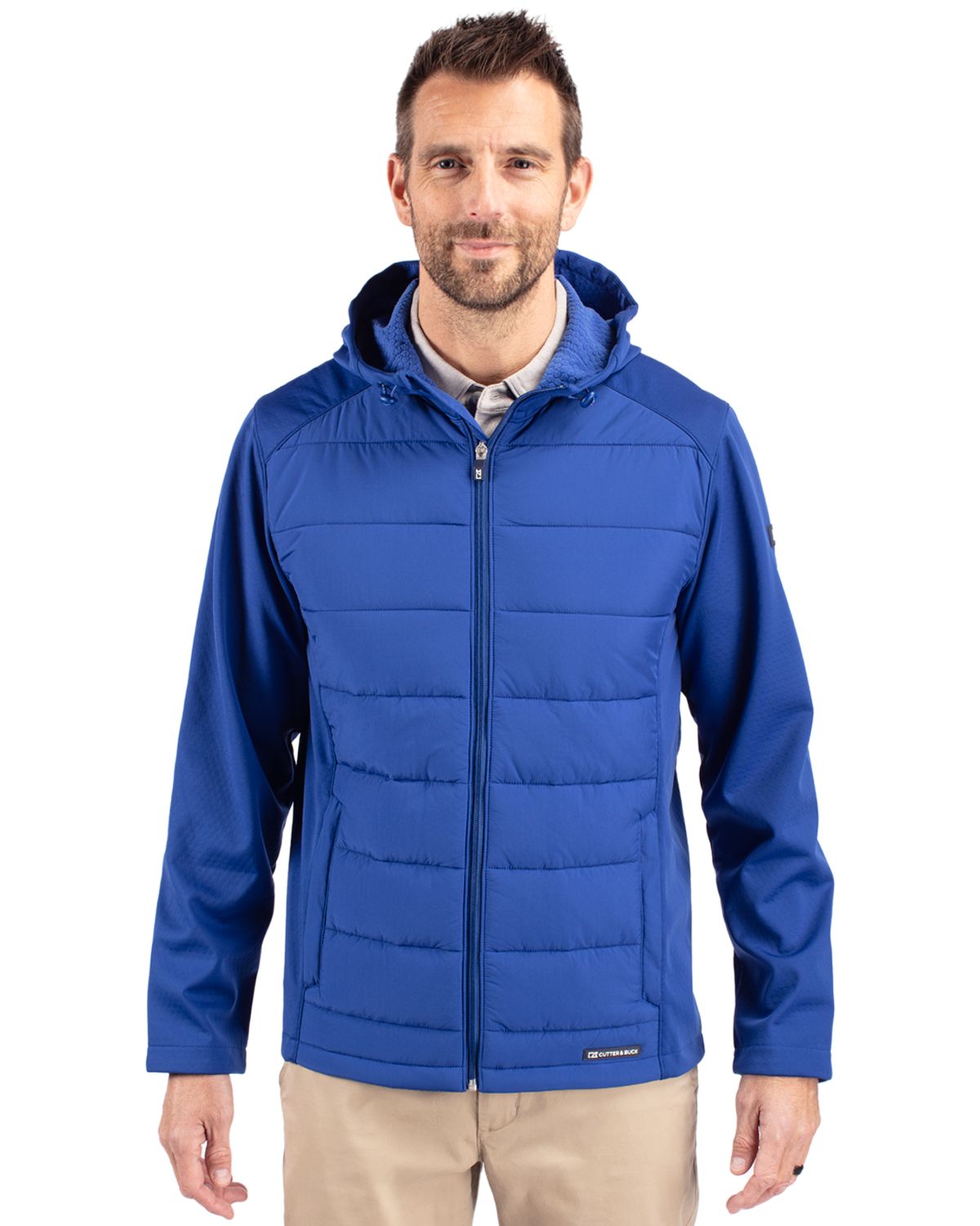 Cutter & Buck Evoke Recycled Honeycomb Fleece Mens Hybrid Full Zip Jacket 23