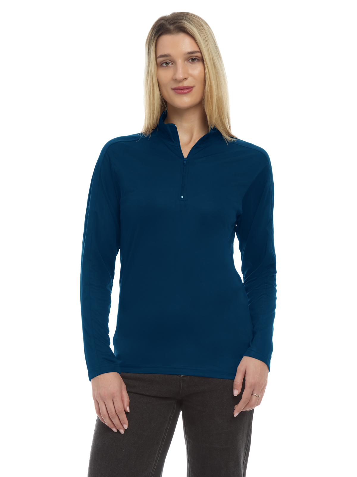 Blue Generation - Women's Pocketless Wicking Long Sleeve Zip Pullover 11
