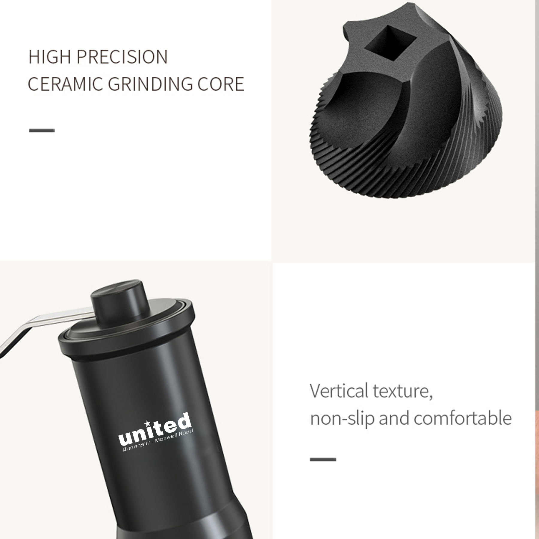 CafePro Manual Coffee Grinder - Adjustable Ceramic Burr 3