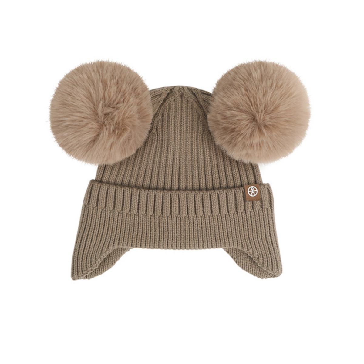 Double Pompom Kids Winter Beanie with Earflaps and Wool Blend 3