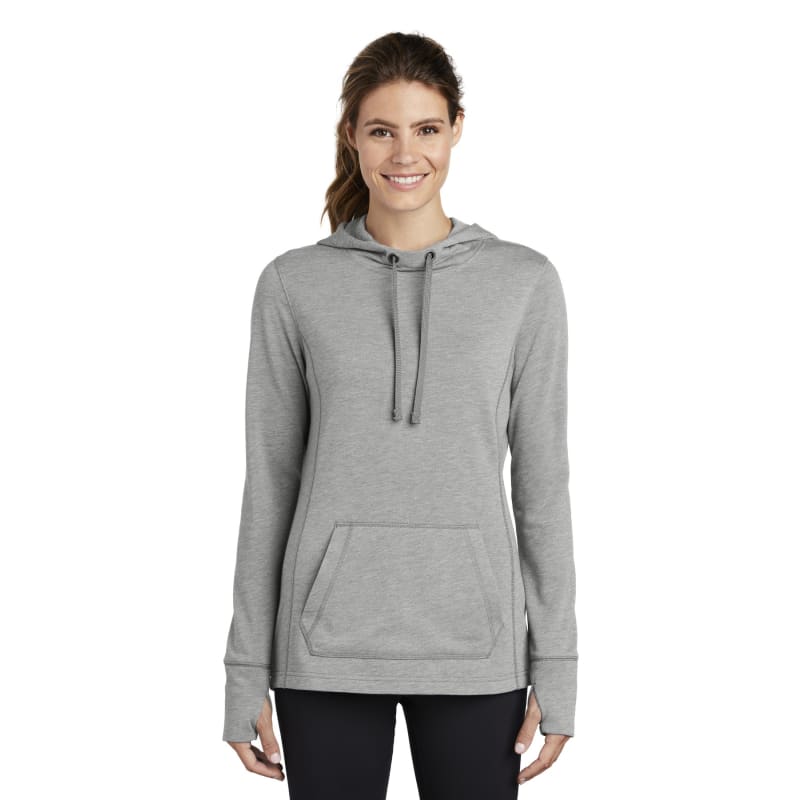 Sport-Tek Women's PosiCharge Tri-Blend Wicking Fleece Hooded Pullover. 6