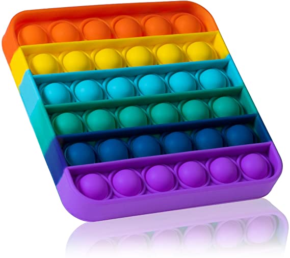 Square Shape Rainbow Color Push Pop Bubble Sensory Fidget Toy 3