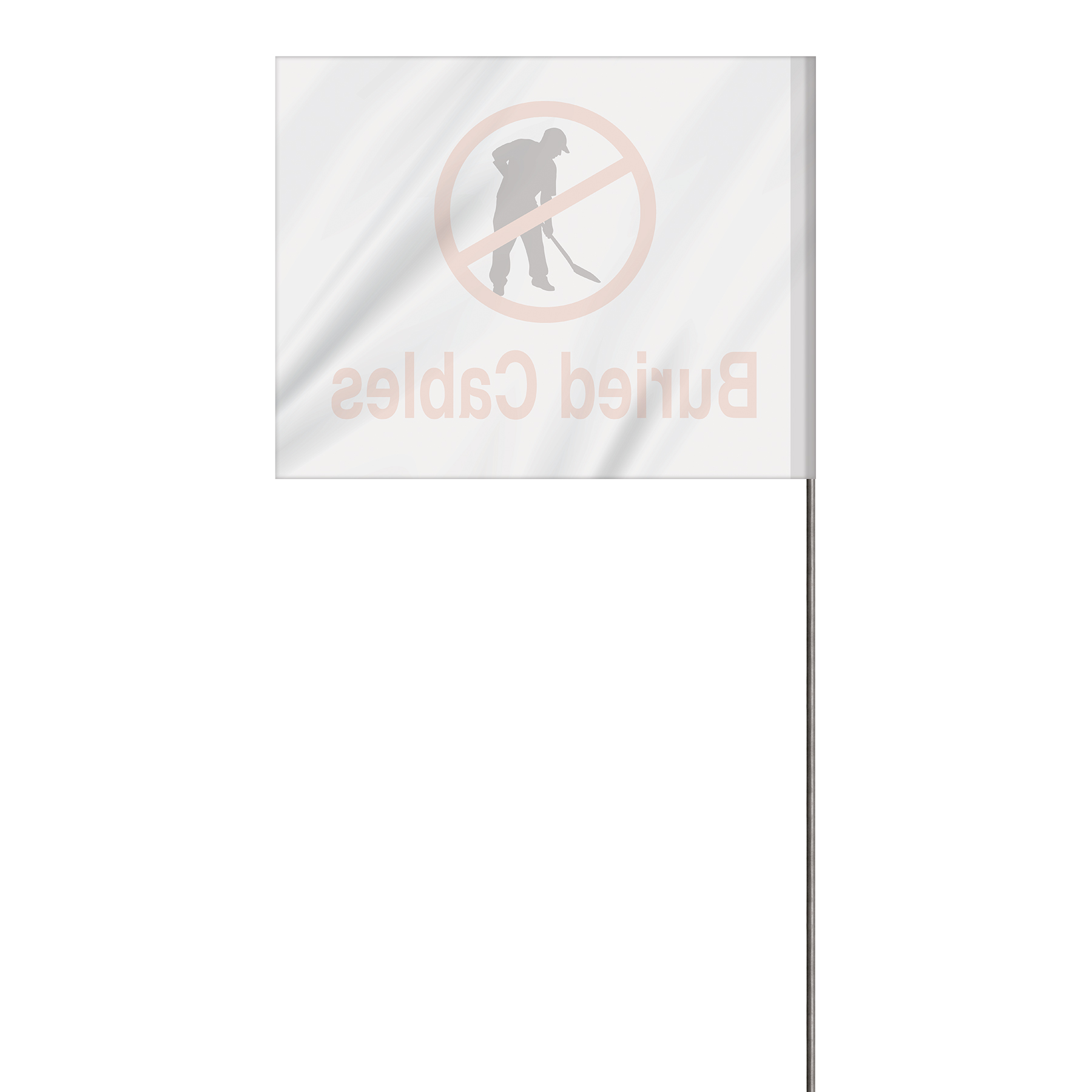 2-Color 4" x 5" Custom White High Gloss Polyethylene Marking Flag with 21" Wire Staff 5