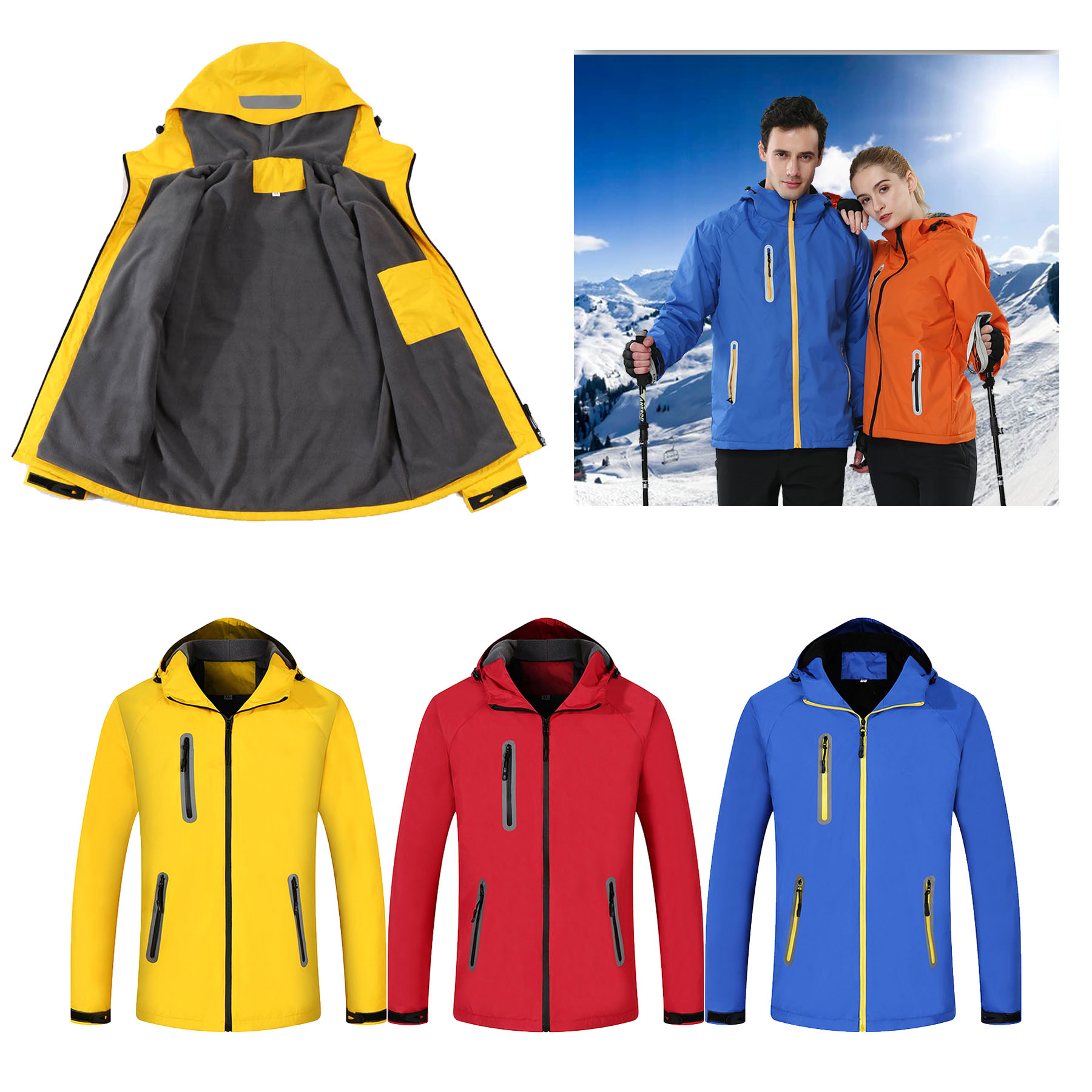 Reflective Strip Pocket Hooded Windbreaker Sportswear Winter Waterproof Jackets, custom jacket with logo imprint 1