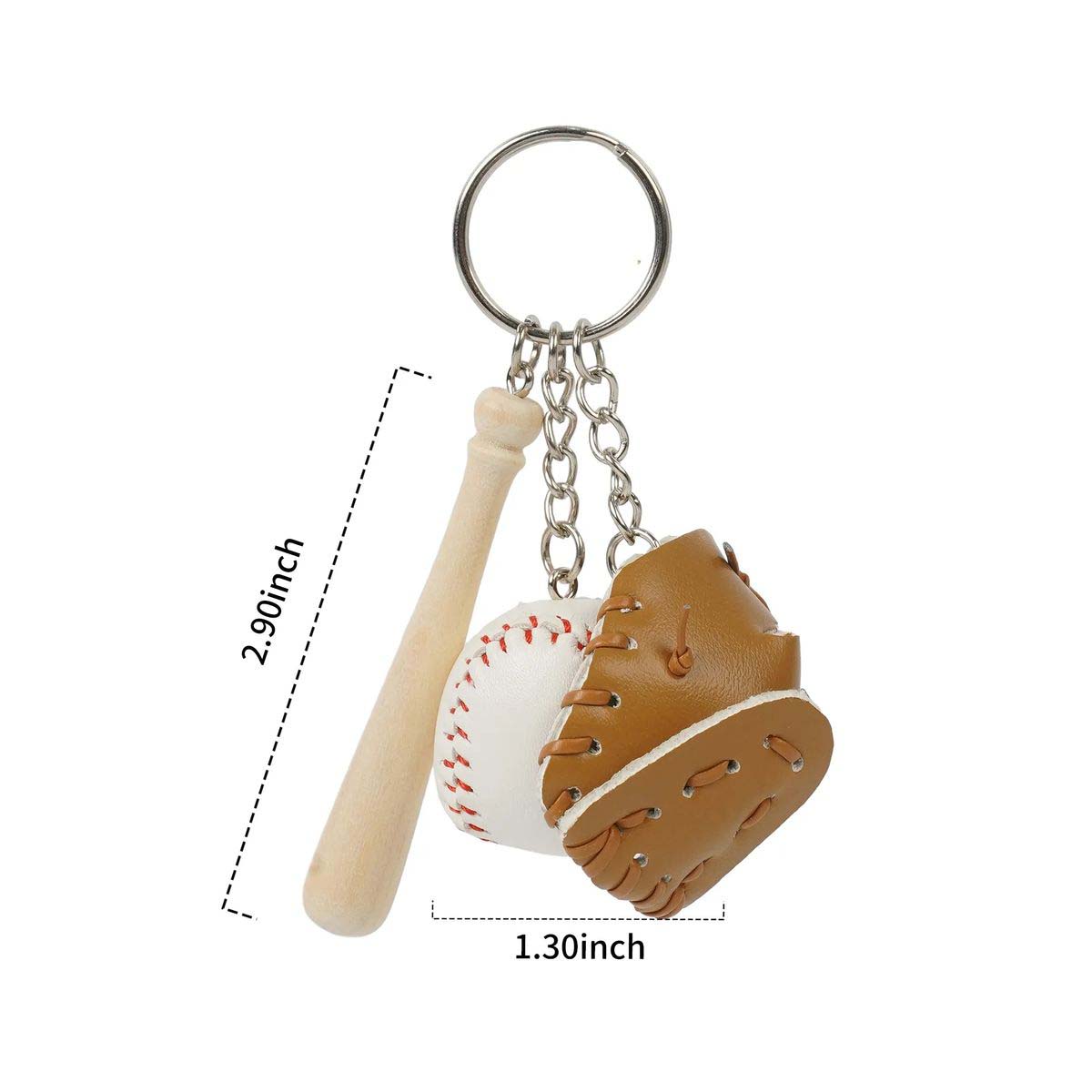 Baseball Keychain with Glove Bat and Ball 9