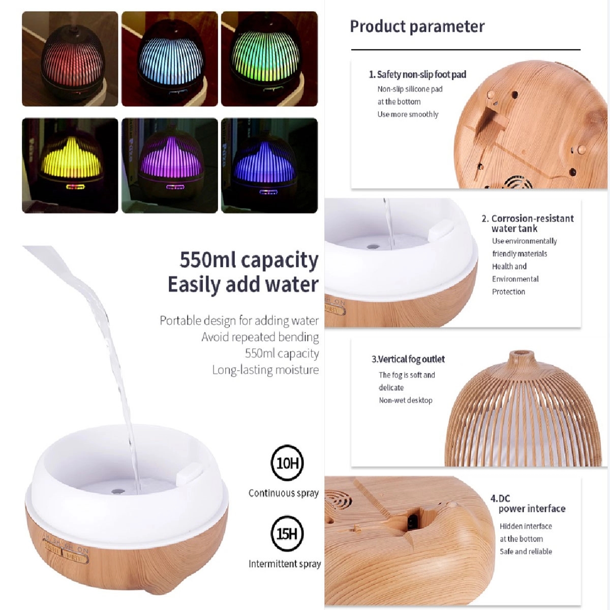 Portable 550Ml Aromatherapy Diffuser Humidifier 2