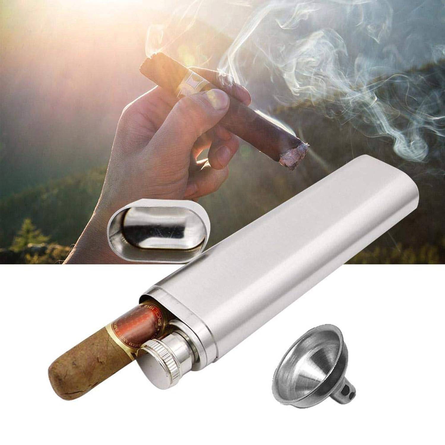 Stainless steel wine flask with cigar tube 3