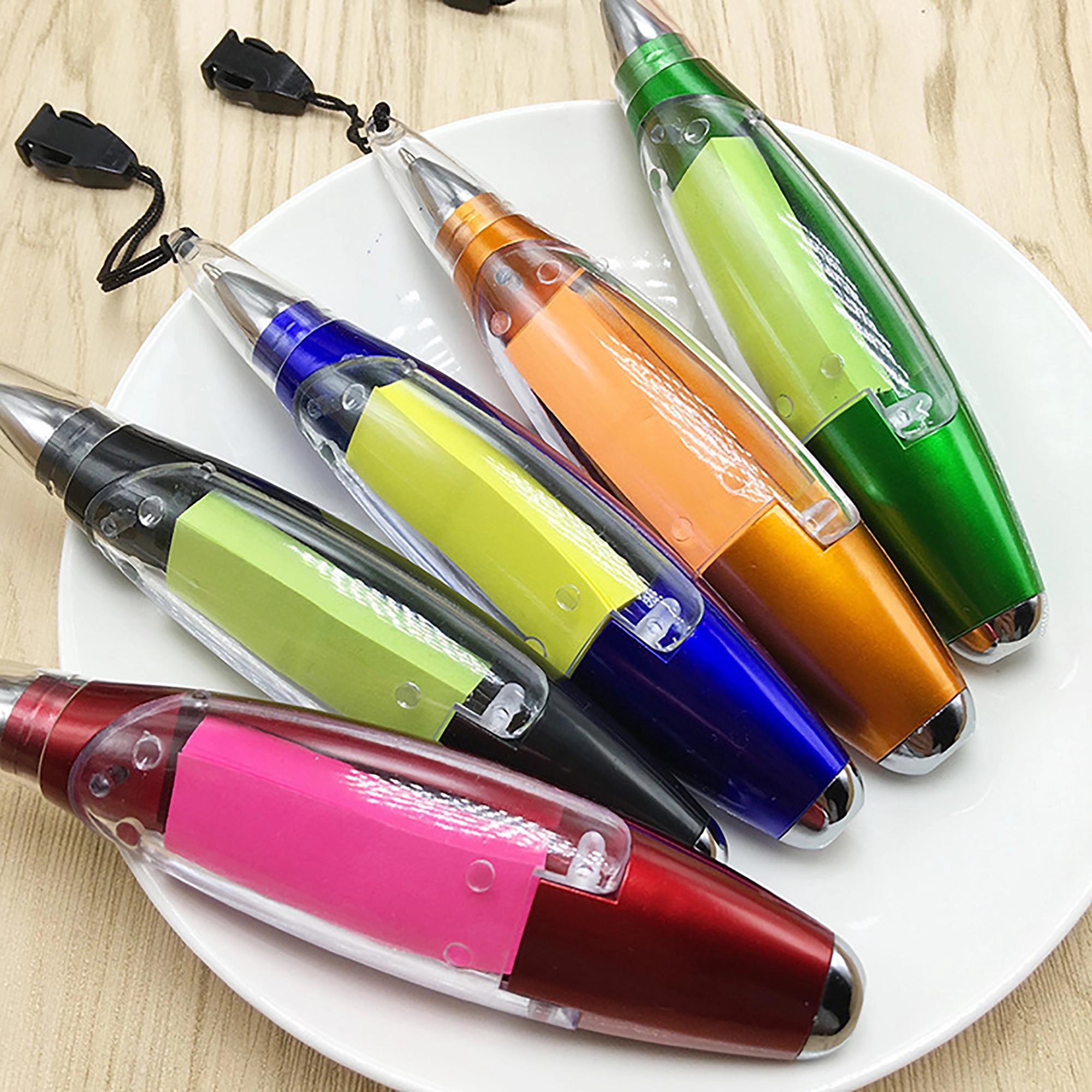Sticky Notes LED Ballpoint Pen With Lanyard 4