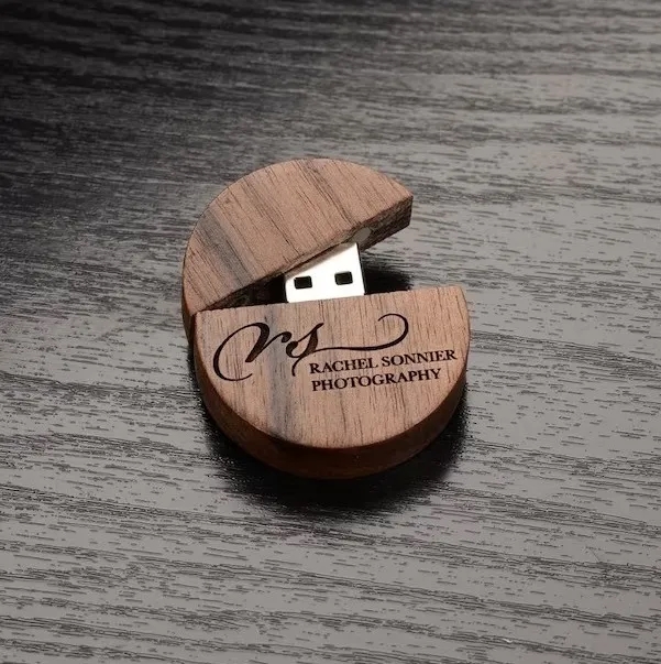 Round Wooden USB with Gift Box 5