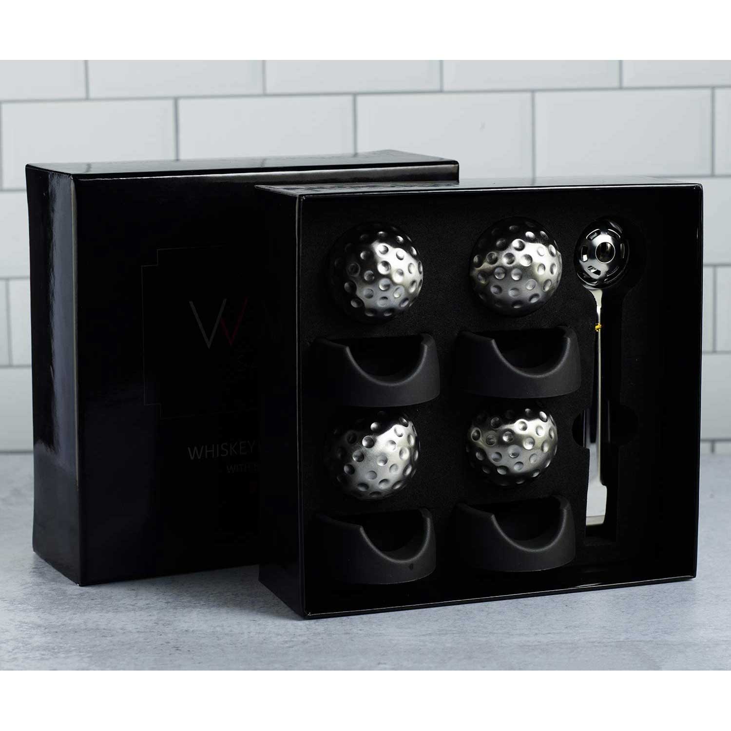1.65in Steel Ice Balls - Golf Design Whiskey Chillers 6