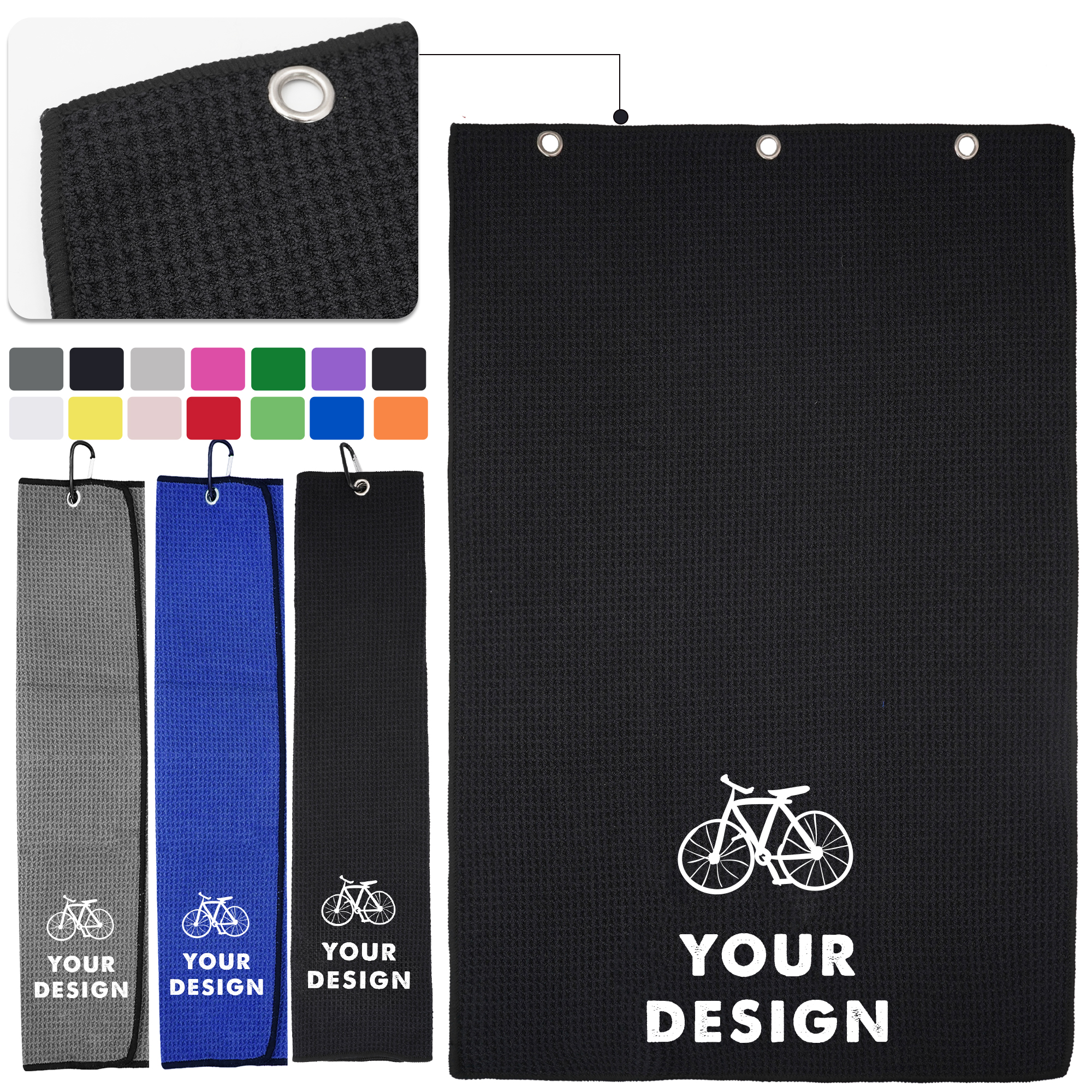 Microfiber Golf Towel With Carabiner Clip 15.7"x23.6" 1