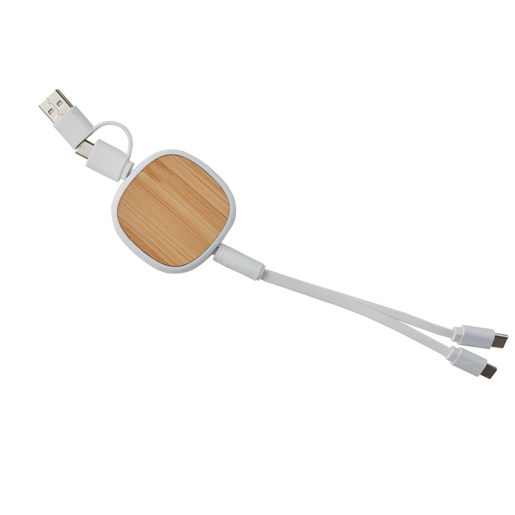 Dual Input 3-IN-1 Bamboo Retractable Cable 15
