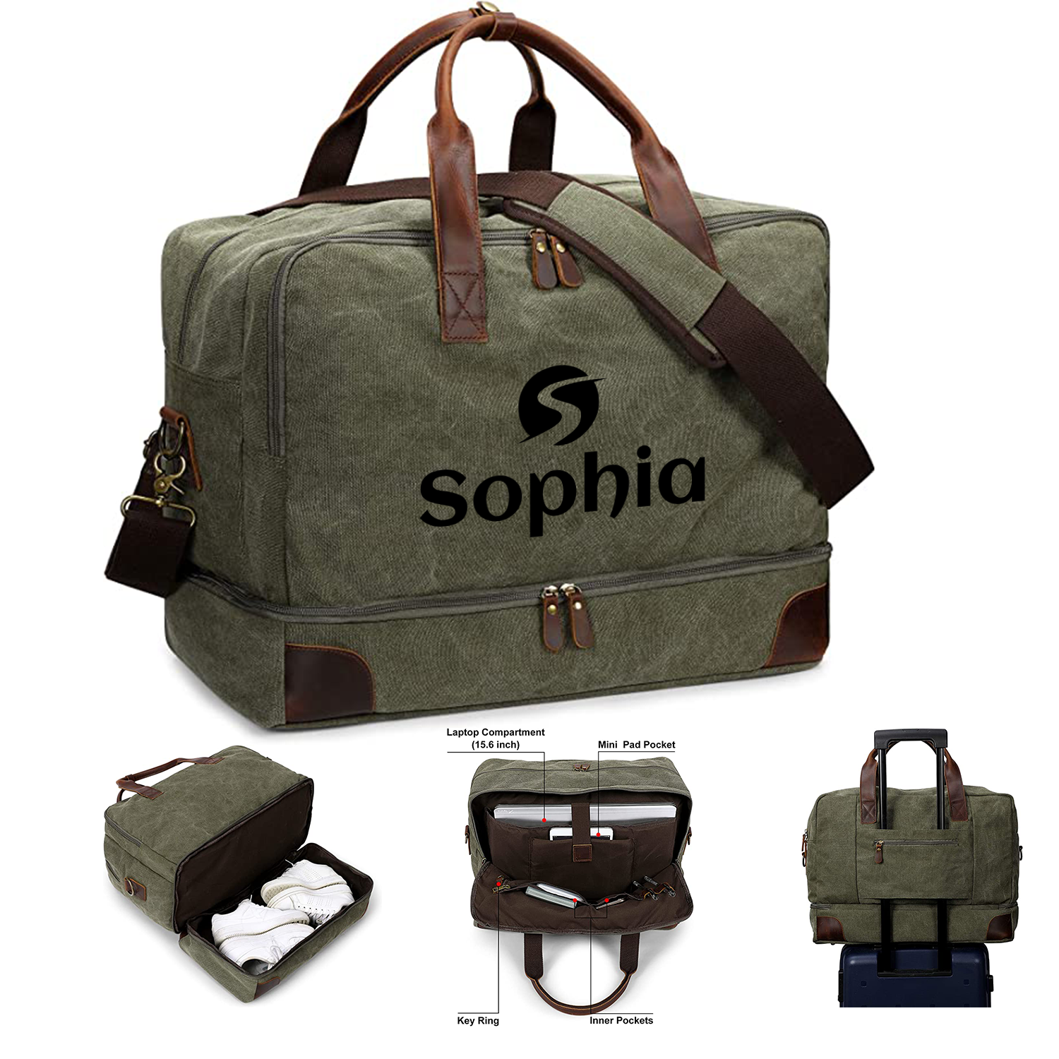 Overnight Bag With Shoes Laptop Compartment 2