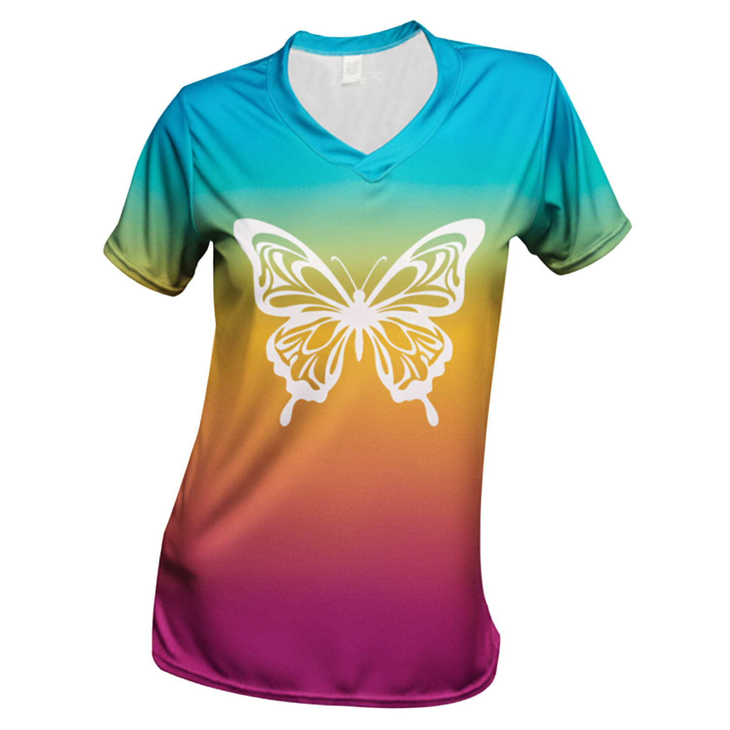 Cut & Sew Ladies V-Neck Cap Half Sleeve Shirt 2